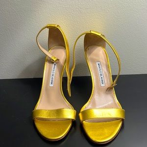 Manolo Blahnik Chaos metallic ankle-strap stiletto sandals